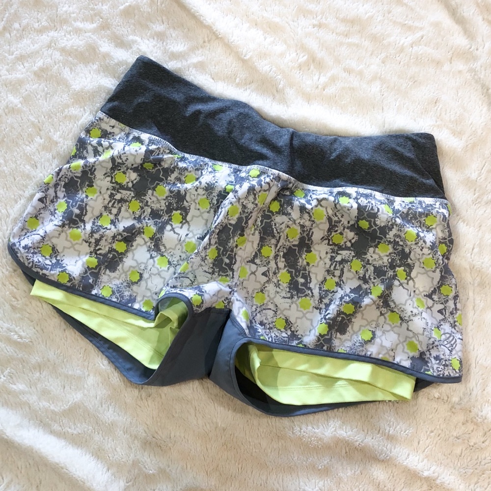 Gray and Neon Yellow Running Shorts